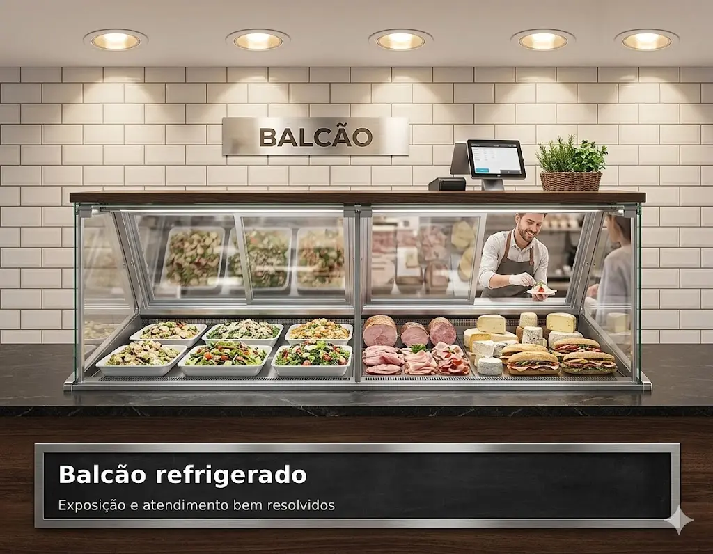 Balcão refrigerado para açougue em mercado