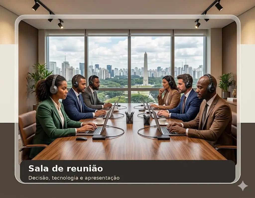 Sala de reunião em ambiente de trabalho funcional