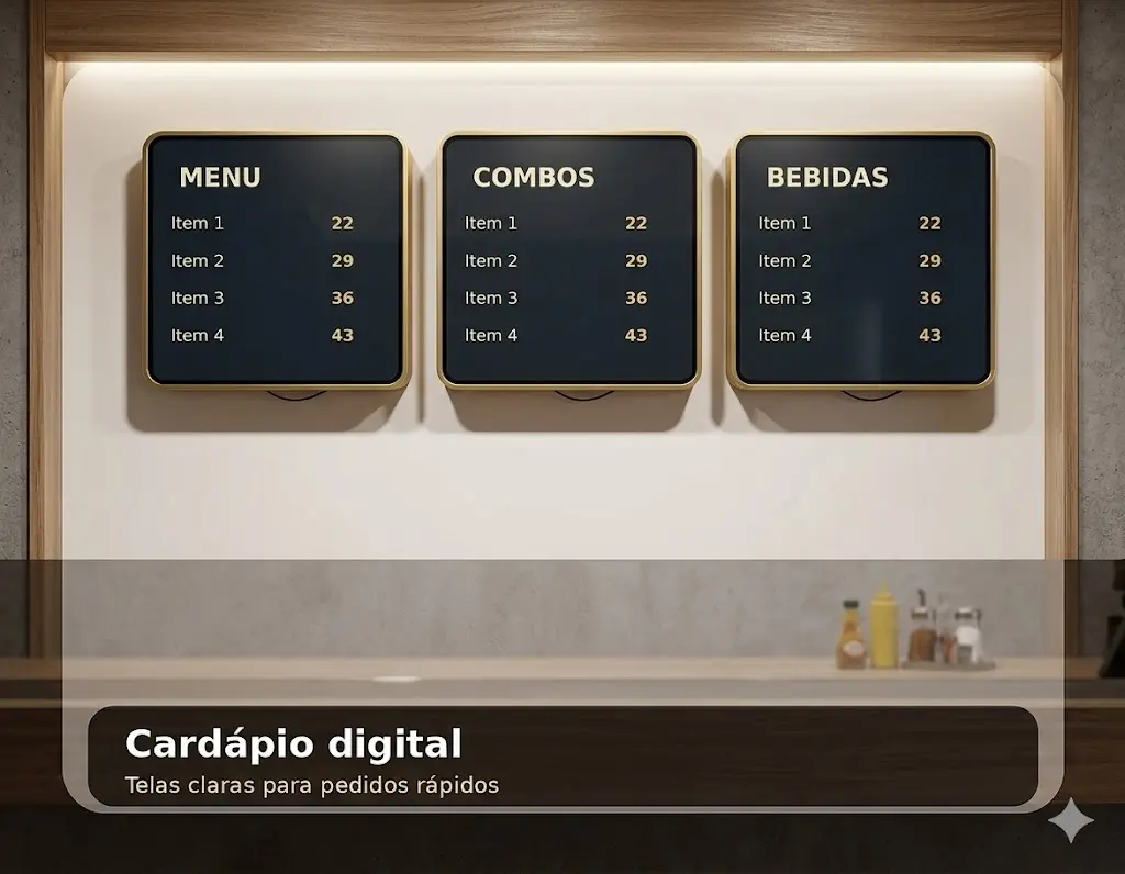 Cardápio digital na parede para restaurante