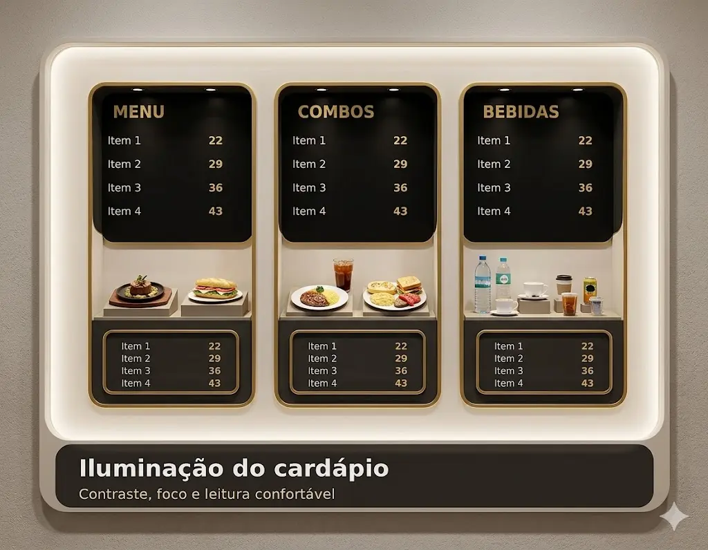 Iluminação para cardápio na parede