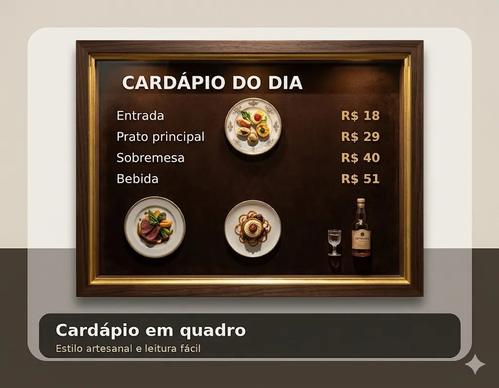 Cardápio em quadro para restaurante