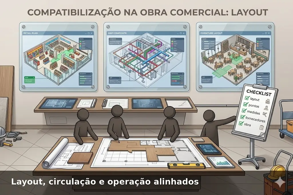 Compatibilização de layout em obra comercial