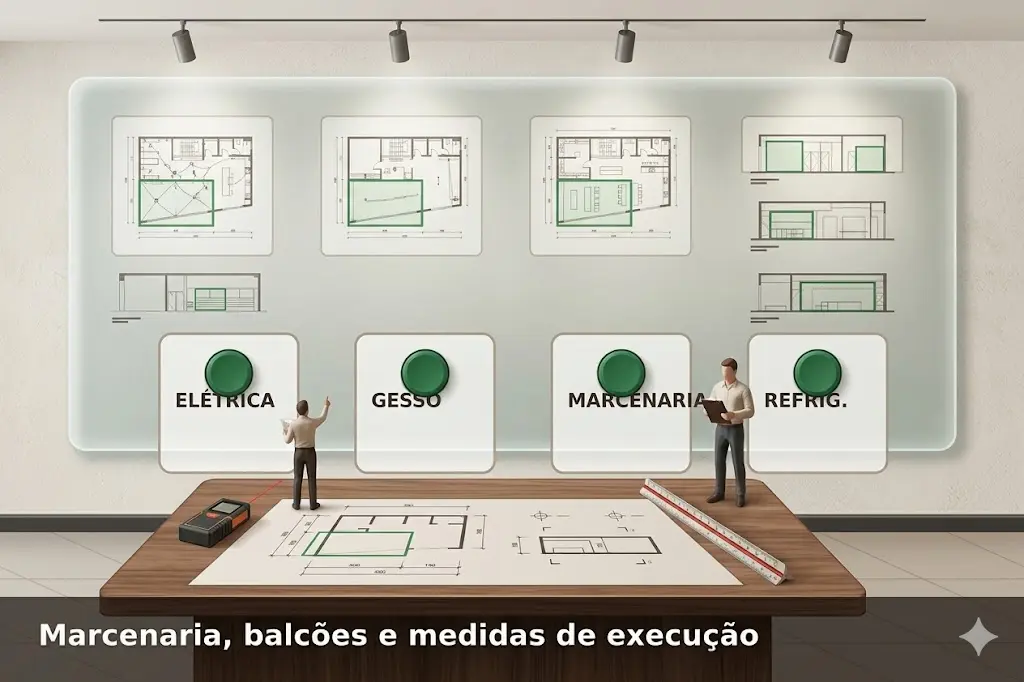 Compatibilização de marcenaria e medidas na obra comercial