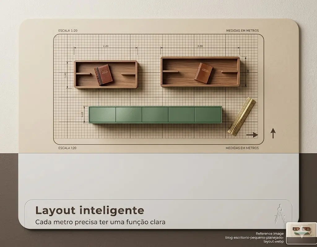 Layout inteligente para escritório pequeno planejado