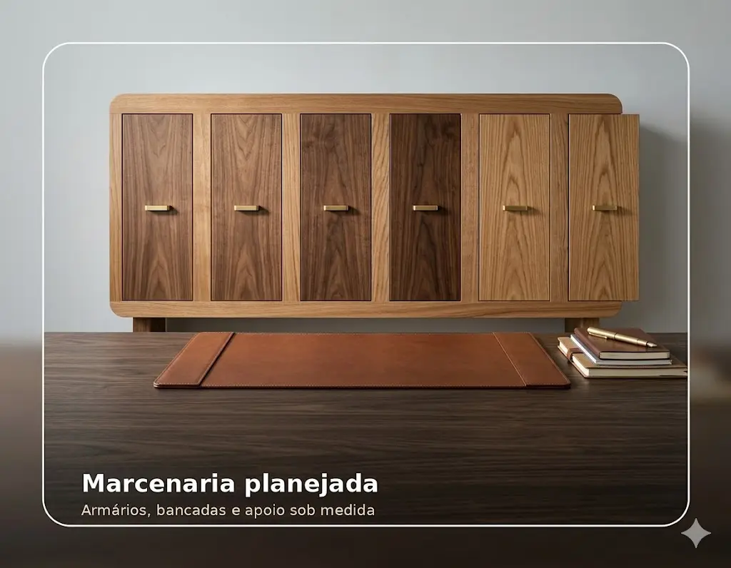 Marcenaria planejada para escritório compacto