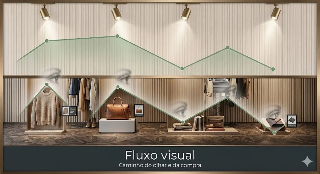 Fluxo visual para exposição comercial