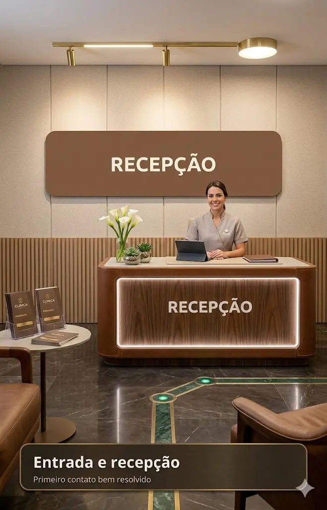 Entrada e recepção de clínica