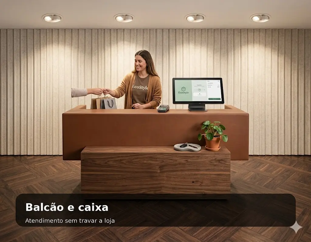 Balcão e caixa para loja pequena
