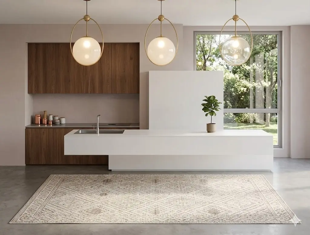 Render 3D de cozinha planejada residencial