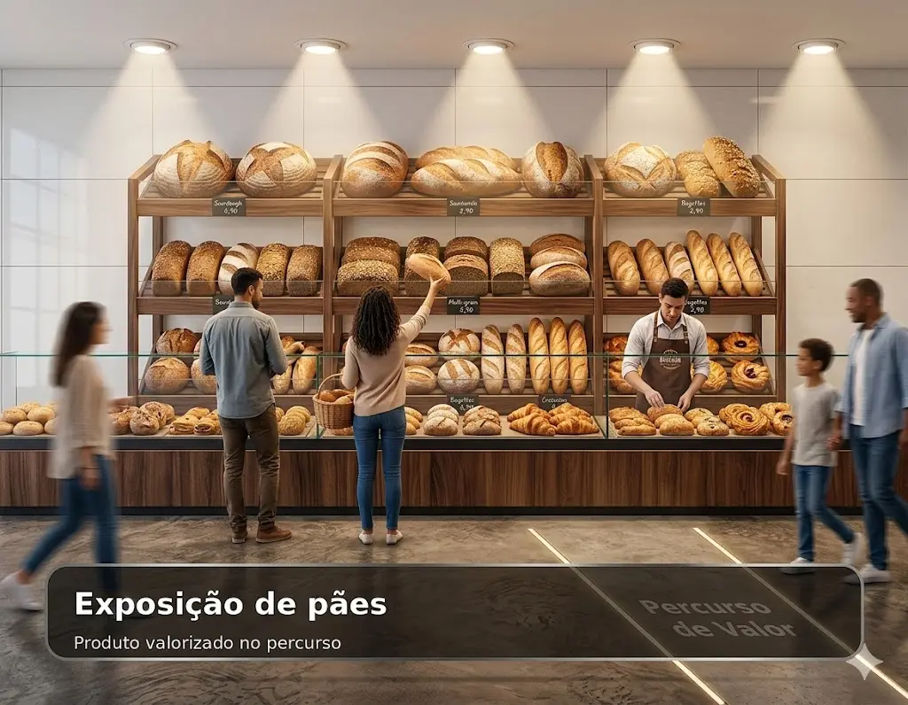 Exposição de pães em mercado