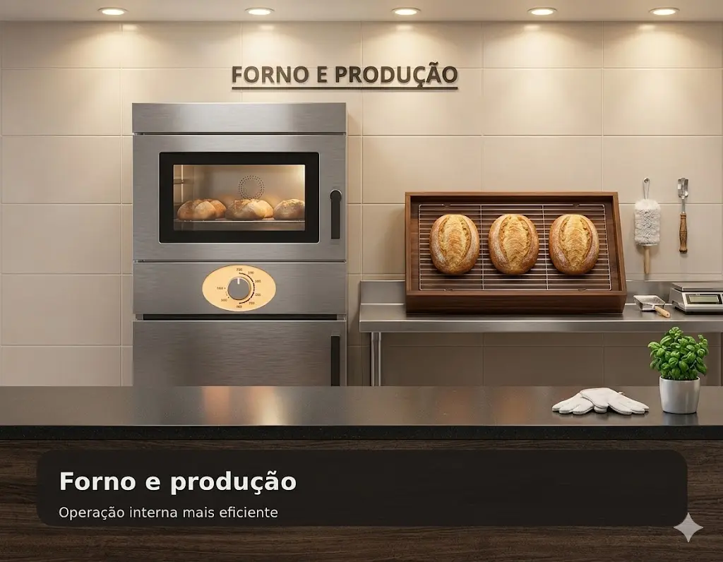 Forno e produção da padaria