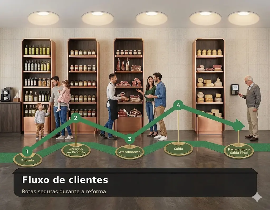 Fluxo de clientes durante reforma de mercado