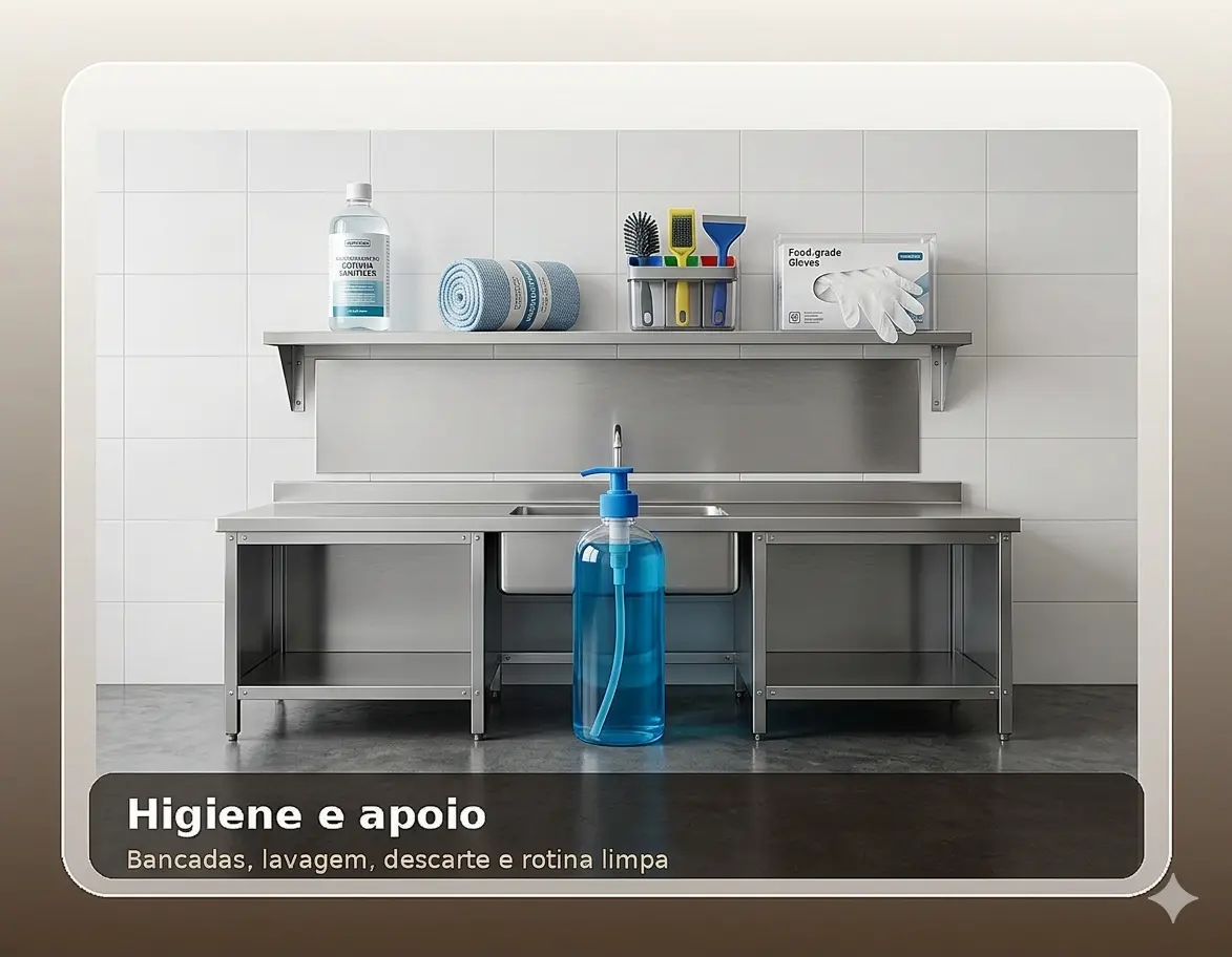 Higiene e apoio em cozinha comercial