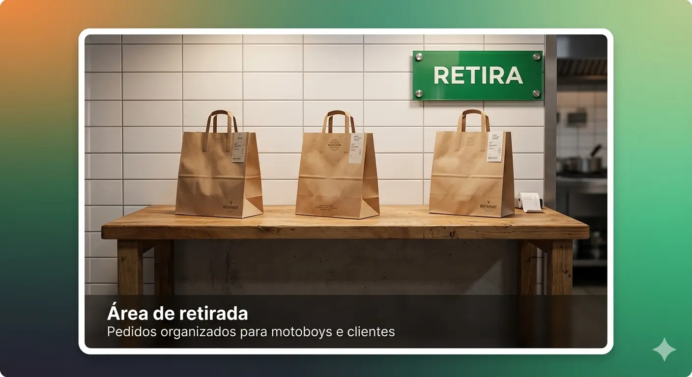Área de retirada para motoboys e clientes