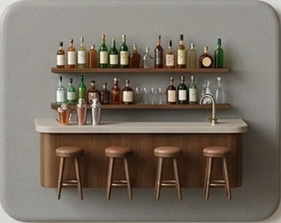 Bar e apoio do salão de restaurante