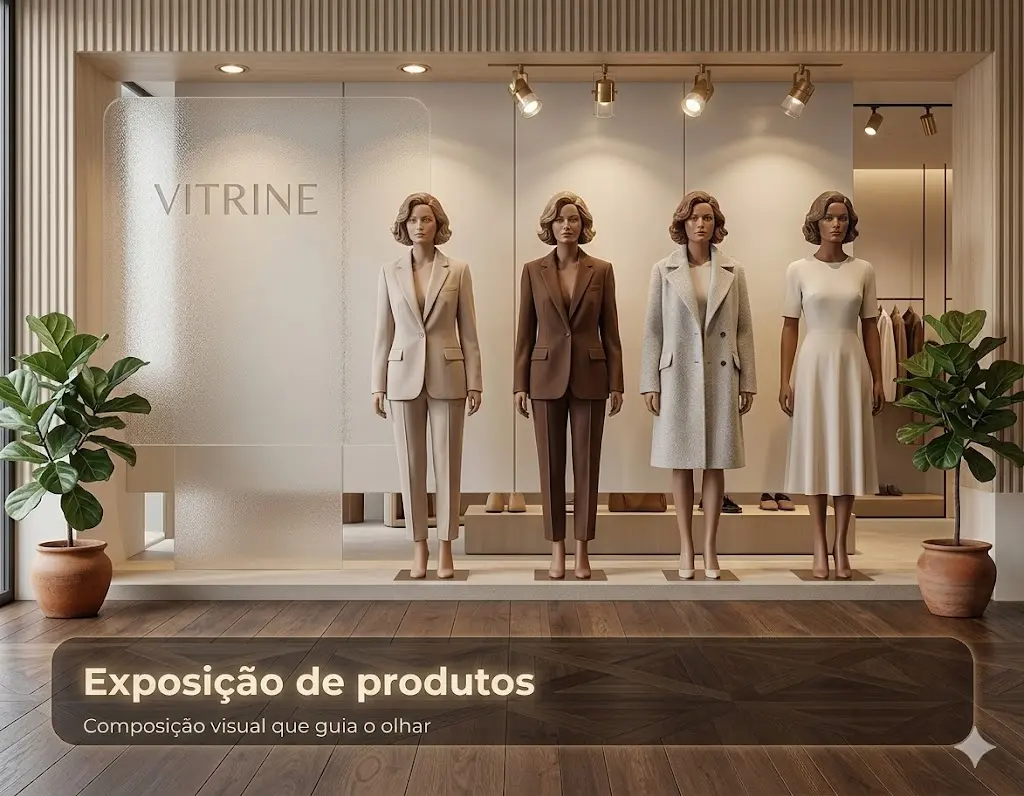 Exposição de produtos em vitrine