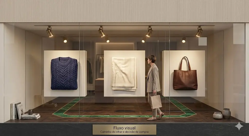 Fluxo visual da vitrine comercial