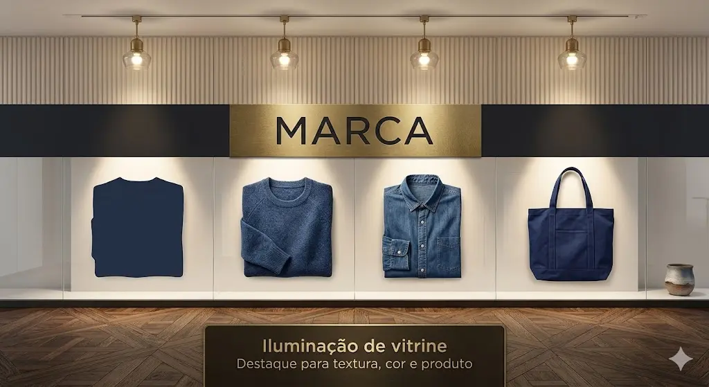Iluminação de vitrine comercial