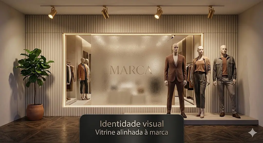 Identidade visual em vitrine comercial