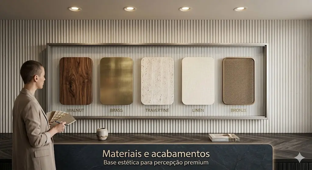 Materiais e acabamentos para vitrine comercial