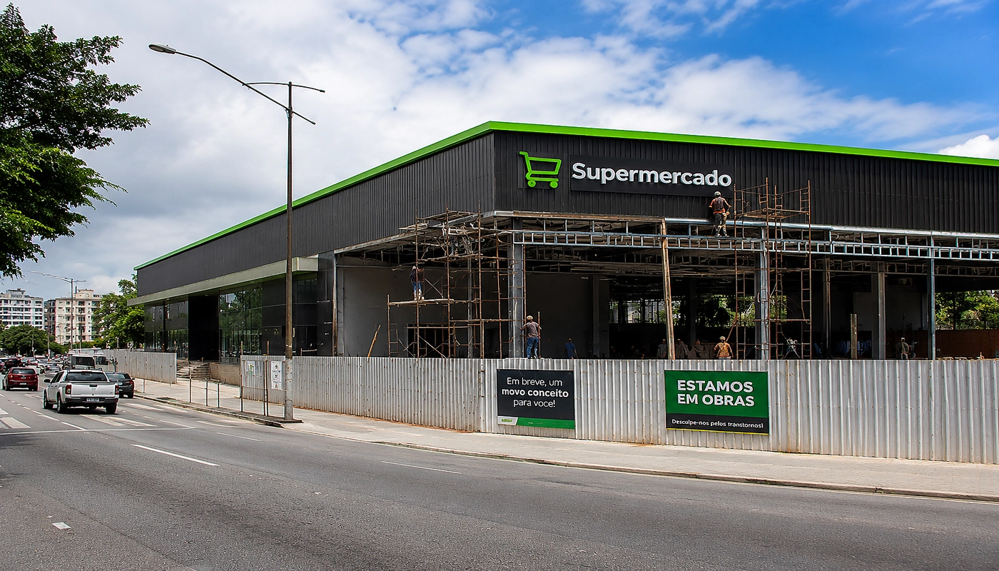 Cronograma de obra comercial com etapas organizadas e execução planejada