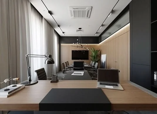 Projeto de interiores para escritório de advocacia com ambiente executivo