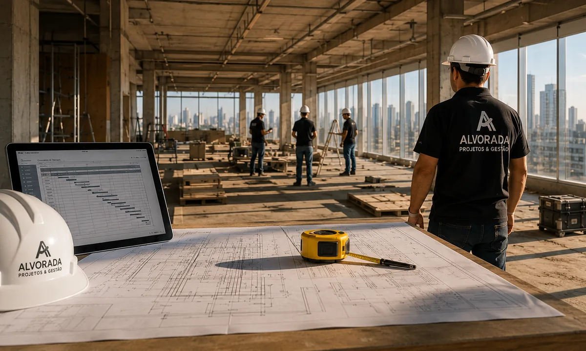 Gerenciamento de obra comercial com acompanhamento de execução e fornecedores