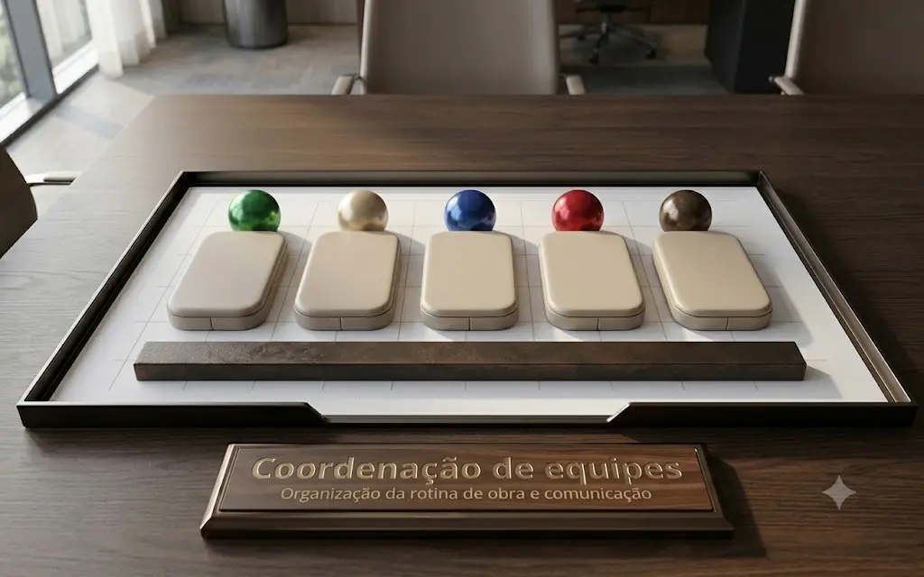 Coordenação de equipes em obra comercial