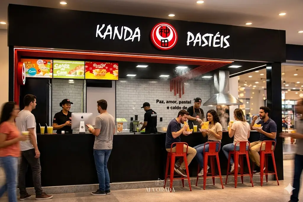 Área de atendimento ao cliente da Kanda Pastéis no Mercado Municipal do Tucuruvi
