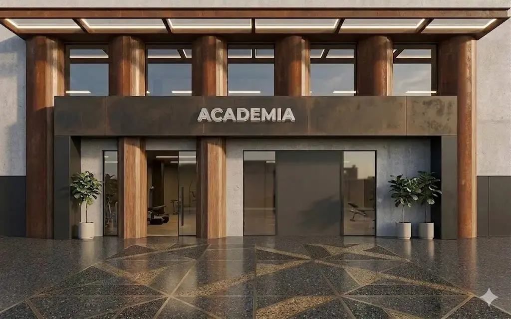 Fachada de academia comercial