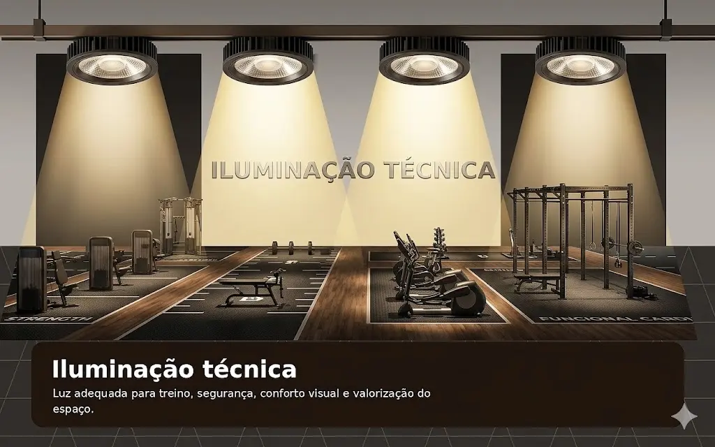 Iluminação técnica para academia