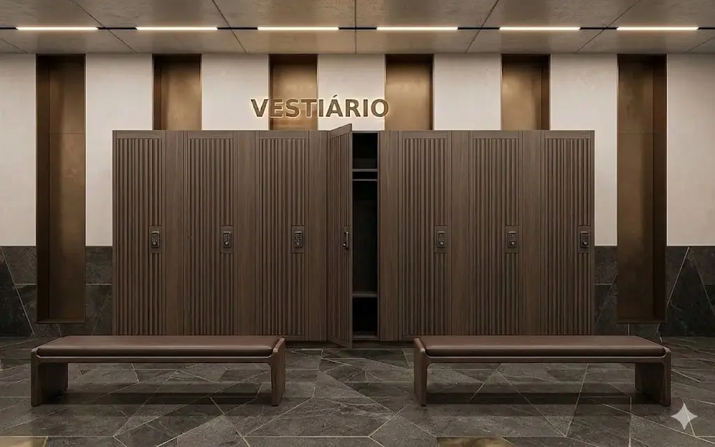 Vestiário de academia planejado