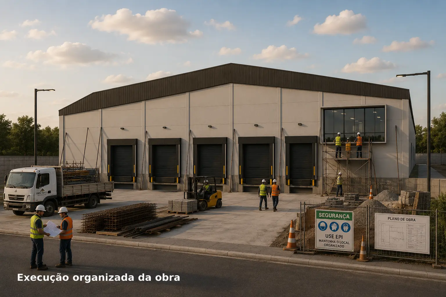 Obra de galpão comercial planejada