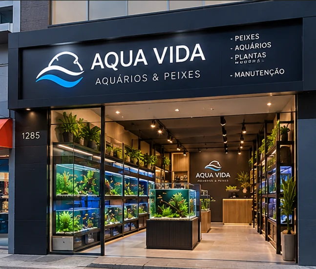 Projeto comercial de loja de aquários e peixes Aqua Vida