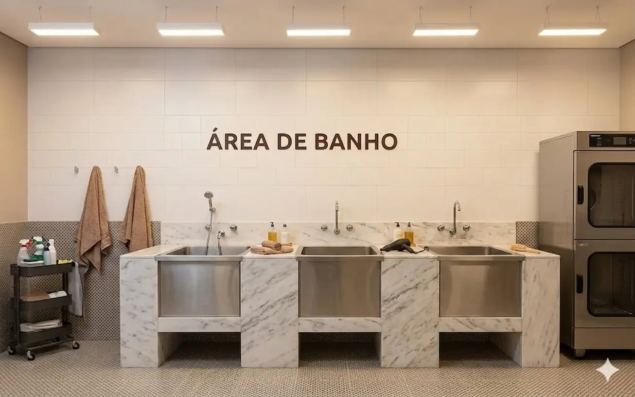 Área de banho para pets