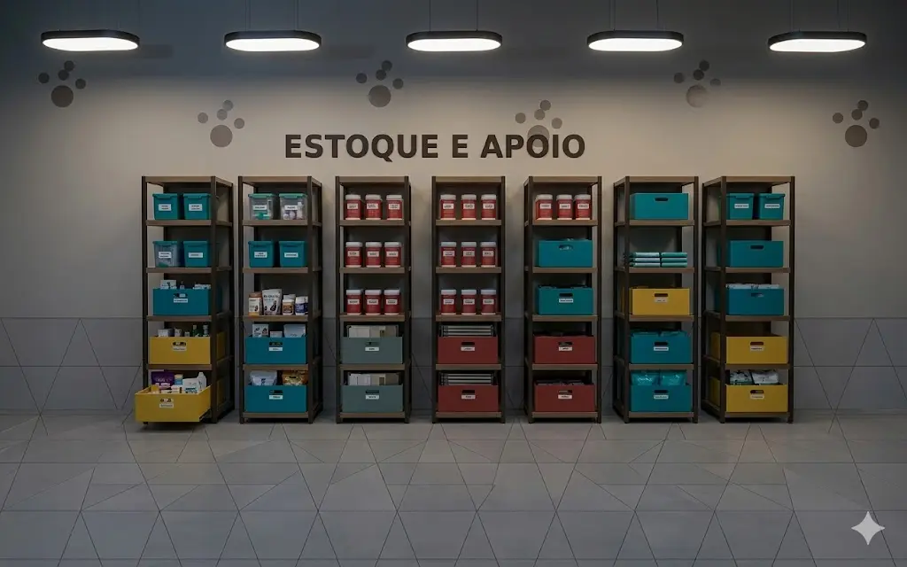 Estoque e apoio de pet shop
