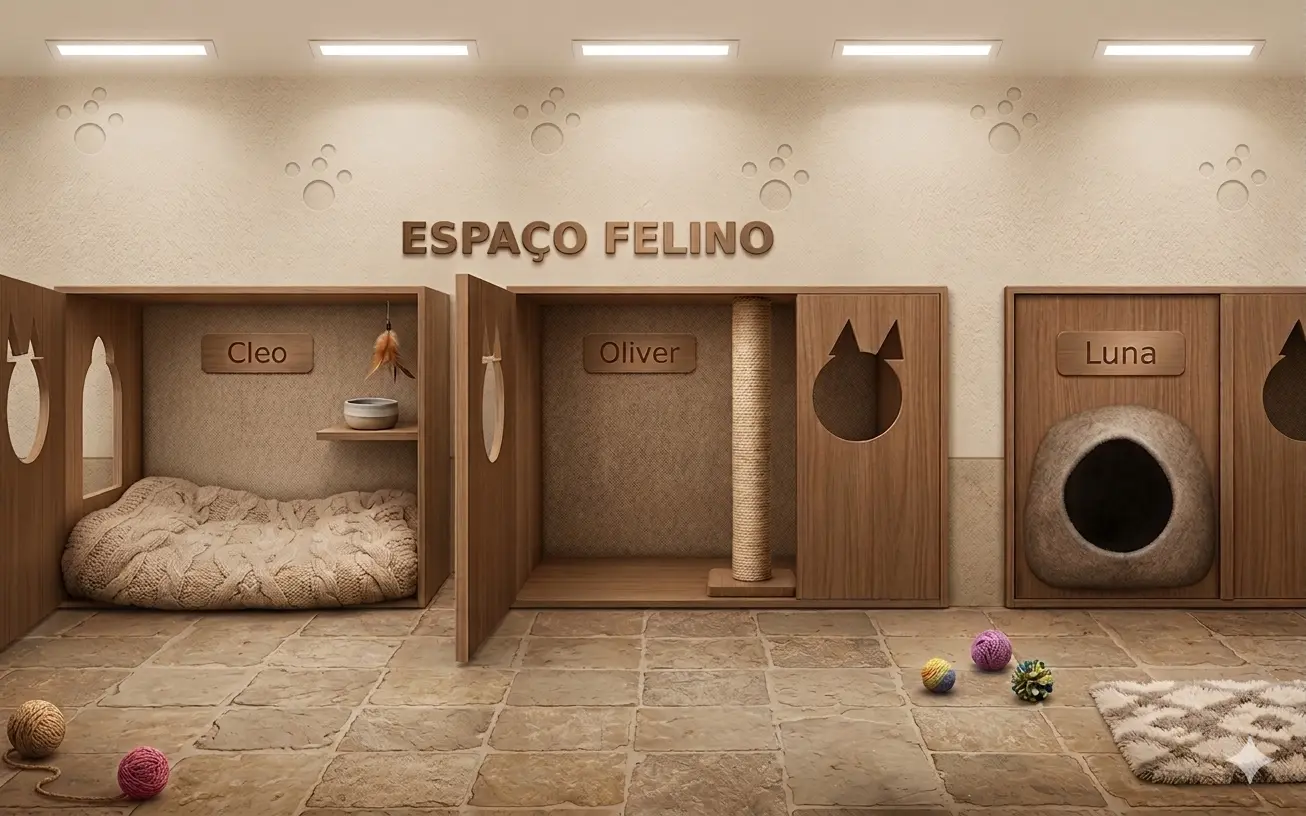 Espaço felino em pet shop