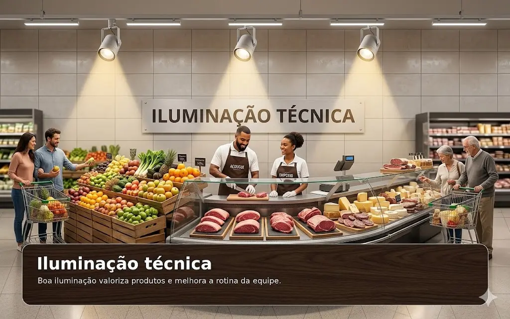Iluminação técnica para açougue e exposição de carnes