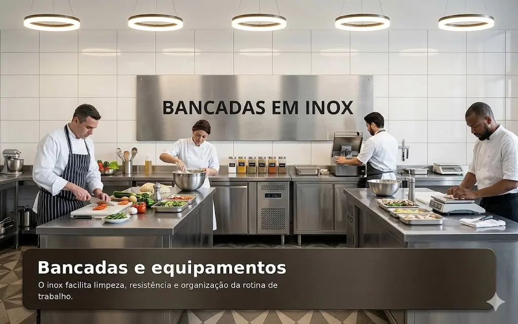 Bancadas e equipamentos em inox para açougue