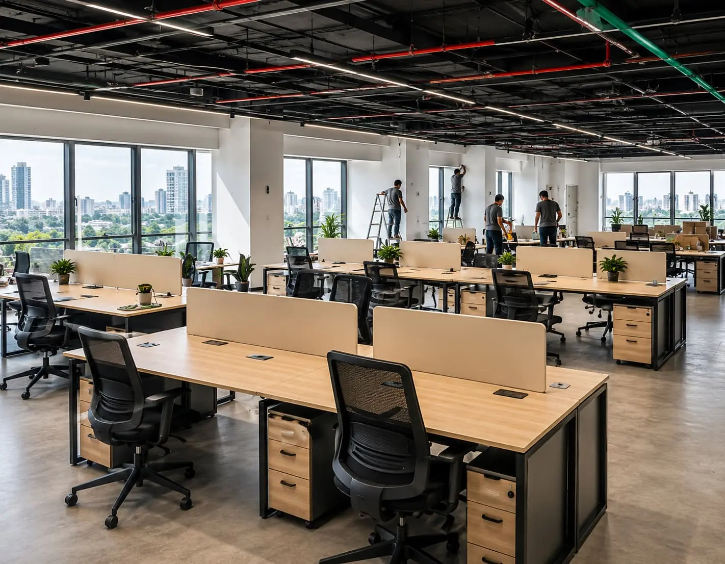 Conferência de medidas em obra comercial