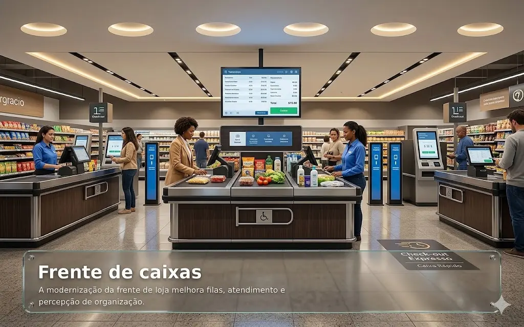 Frente de caixas modernizada