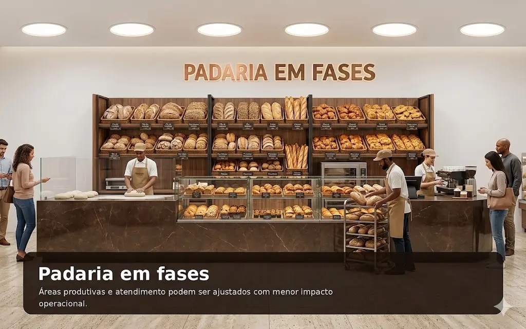 Padaria modernizada em supermercado