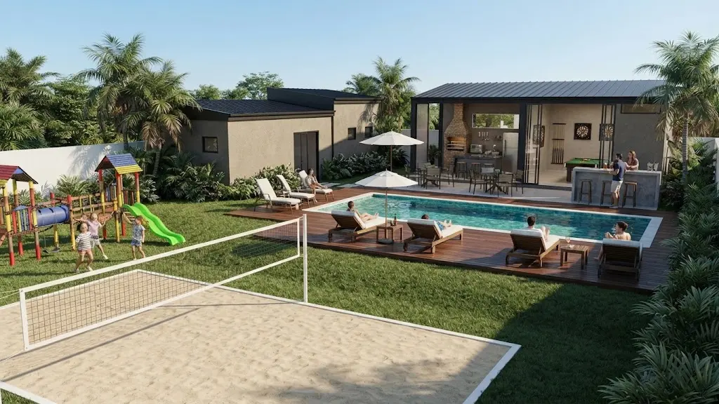 Villa Verano com piscina, quadra de areia, playground e espaço gourmet